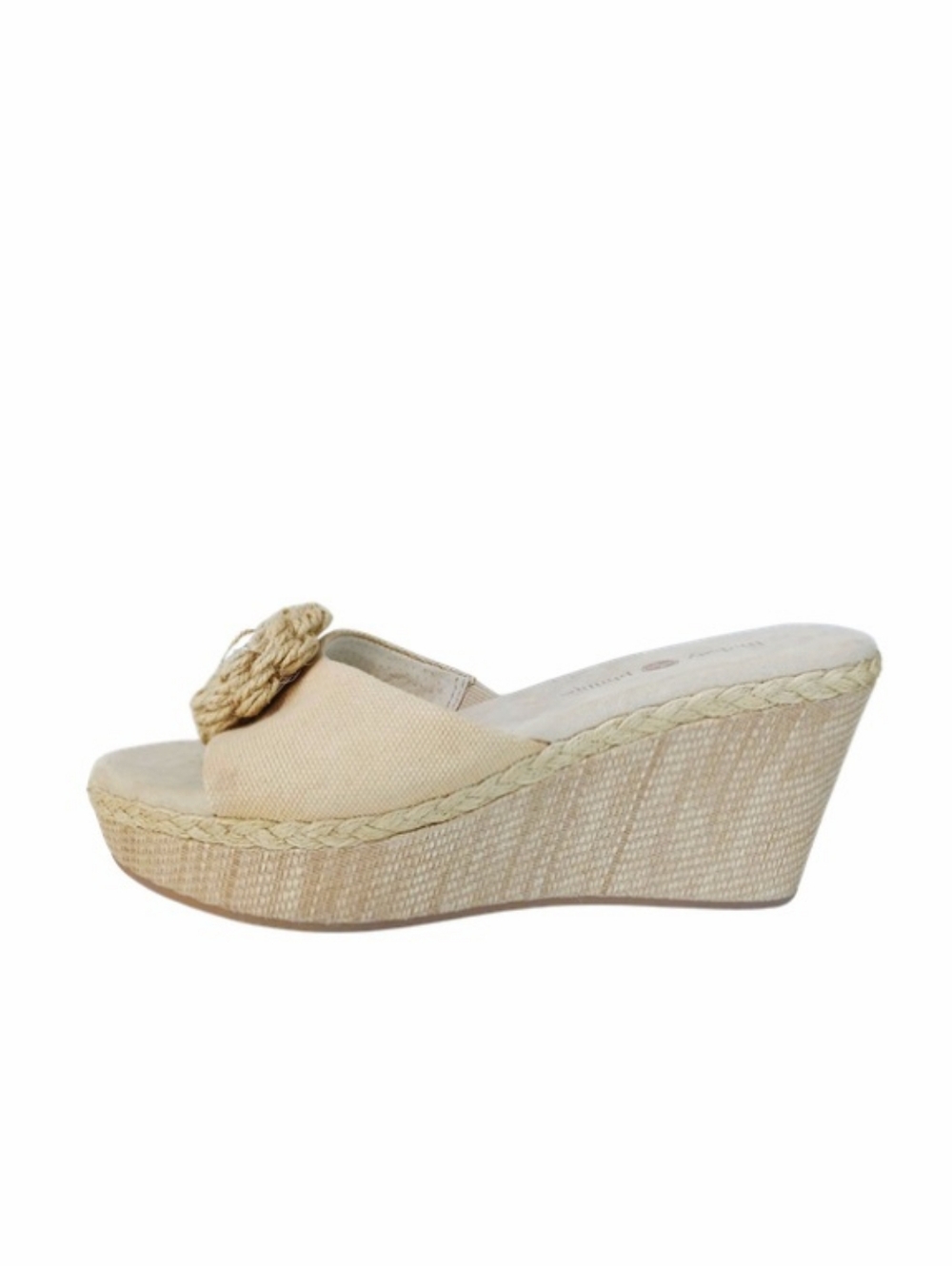 Lindsay Phillips Wedges Women's 7 Tan Rhinestone Casual Resortware Shoes